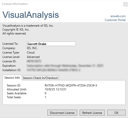 License Information Dialog