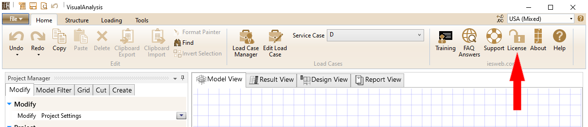 License Information Button